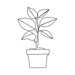 Plant growth tree continuous one line drawing  outline vector illustration
