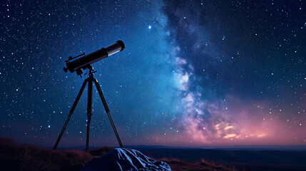 A family stargazing night in a remote area with a telescope blankets and a guidebook to constellations.