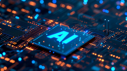 Obraz premium AI&Electronic circuit&robot