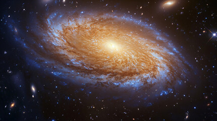 A flocculent spiral galaxy with patchy irregularly distributed spiral arms resembling a cosmic whirlpool.
