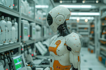 Fototapeta premium Technological Triumph: Business Androids Celebrate a Win
