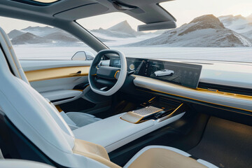 Elegant Auto Elegance: Sleek Interior and Steering Wheel
