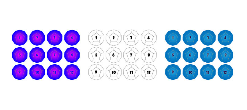 D12 Dice icon for boardgame. Line and gradient style.