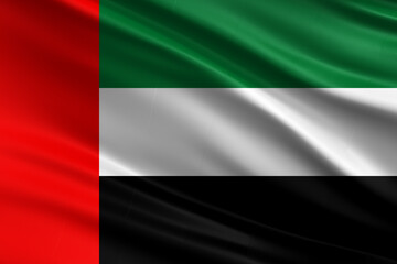 United Arab Emirates flag with fabric texture, official colors, 3D illustration