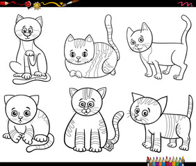cartoon cats and kittens comic characters set coloring page