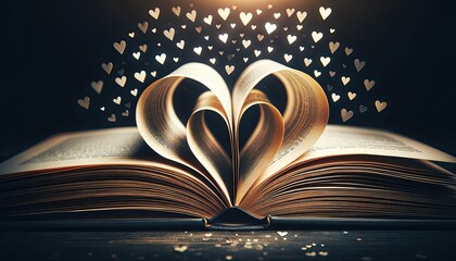 Romantic Tales Unfold: Heart-Shaped Book on Valentine's