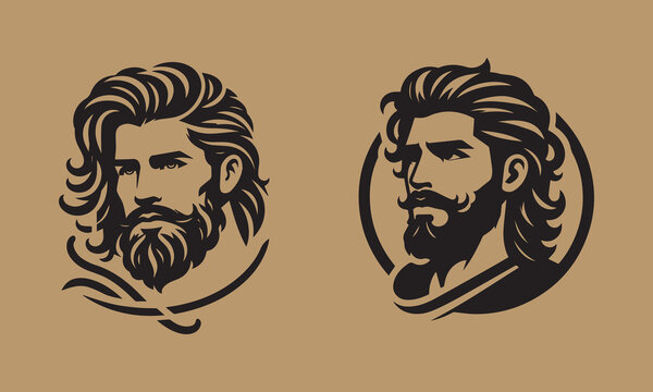 Vintage Barber Shop Logos: Stylish Vector Hairstyles for Your Design.