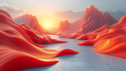 abstract colorful glowing wavy perspective with fractals and curves background 16:9 widescreen wallpapers