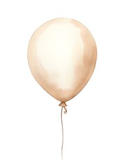 Beige Balloon on a white Background. Watercolor Template for a Birthday or Greeting Card