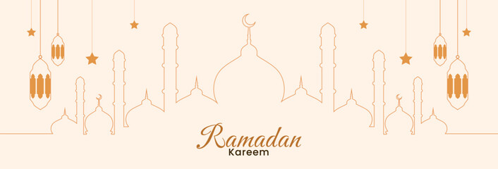 Ramadan kareem islamic horizontal banner. Illustration vector
