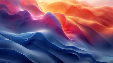 Papier Peint photo Lavable Ondes fractales abstract colorful glowing wavy perspective with fractals and curves background 16:9 widescreen wallpapers 