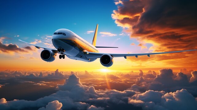 Airplane commercial aircraft travel trip image AI generated art