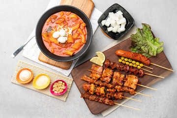 Tteokbokki, skewers, chicken, chicken, set, fish cake, oden, dried pollack, pollack, tteokgalbi, short ribs