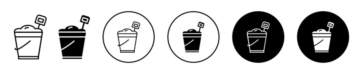 Sand bucket vector icon set collection. Sand bucket Outline flat Icon.