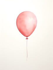 Blush Balloon on a white Background. Watercolor Template for a Birthday or Greeting Card