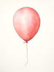 Blush Balloon on a white Background. Watercolor Template for a Birthday or Greeting Card