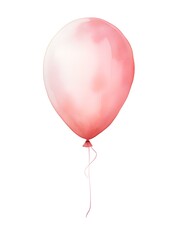 Blush Balloon on a white Background. Watercolor Template for a Birthday or Greeting Card