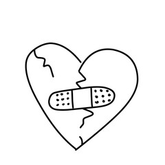 Illustration of a sketch of a heart with a broken heart