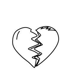 Illustration of a sketch of a heart with a broken heart