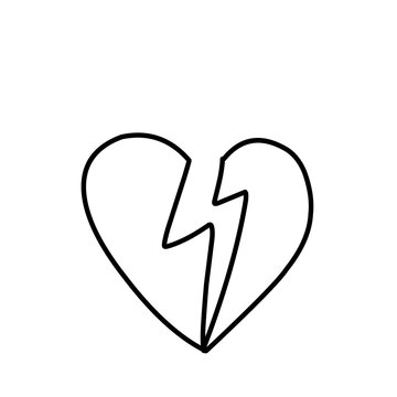 Illustration of a sketch of a heart with a broken heart
