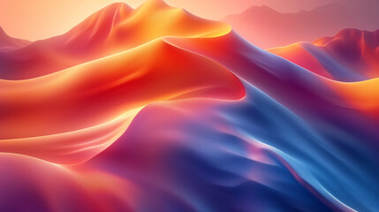 Obraz premium abstract colorful glowing wavy perspective with fractals and curves background 16:9 widescreen wallpapers