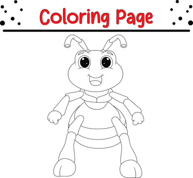 cute ant coloring page for kids