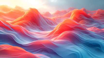 Obraz premium abstract colorful glowing wavy perspective with fractals and curves background 16:9 widescreen wallpapers