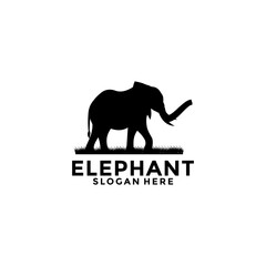 Elephant logo vector, Elephant zoo safari logo design template