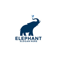 Elephant logo vector, Elephant zoo safari logo design template