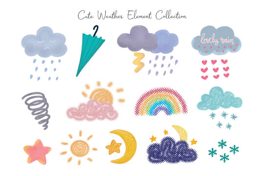 Cute Hand Drawn Weather Element Collection