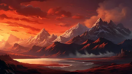 Foto op Canvas Sunrise The Distant Mountains © benjawan