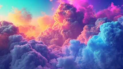 Fototapeta na wymiar 3d render, abstract fantasy background of colorful sky with neon clouds 