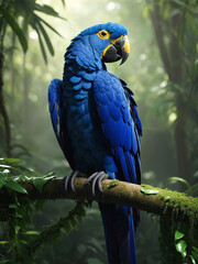 Obraz premium Blue Macaw Majesty: A Vivid Avian Portrait in Tropical Splendor