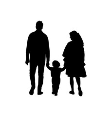 Family mom and dad walking together with kids children vector