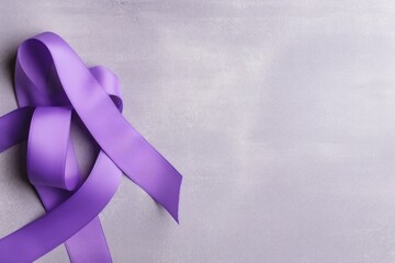 Lavender purple ribbon awareness on all kind of cancer illness. World cancer day