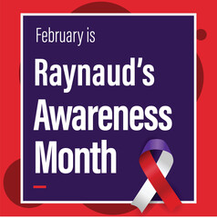 Raynauds Awareness Month Campaign banner. Observed in February annually.