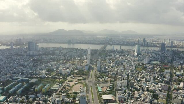Beautiful Da Nang, Vietnam.  4k Aerial Drone Footage