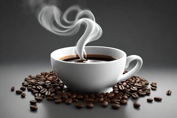 cup of coffee with beans