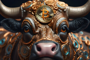 bullish divergent concept, bitcoin crypto money. - obrazy, fototapety, plakaty