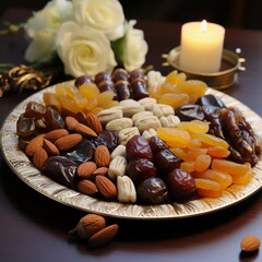 Divine Delights: Indulging in a Platter of Luscious and Succulent Dates, Golden Delights of Exquisite Temptation
