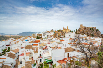 Olvera, Spain. View over the town castle and church	
