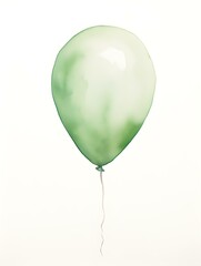 Light Green Balloon on a white Background. Watercolor Template for a Birthday or Greeting Card