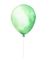 Light Green Balloon on a white Background. Watercolor Template for a Birthday or Greeting Card