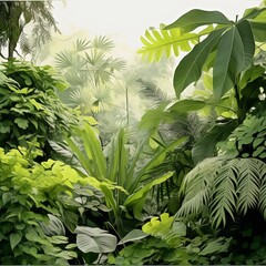 Serene Leafy Haven: Exploring Botanical Delight with Greenery Abundance, Nature's Tapestry, Calming and Refreshing