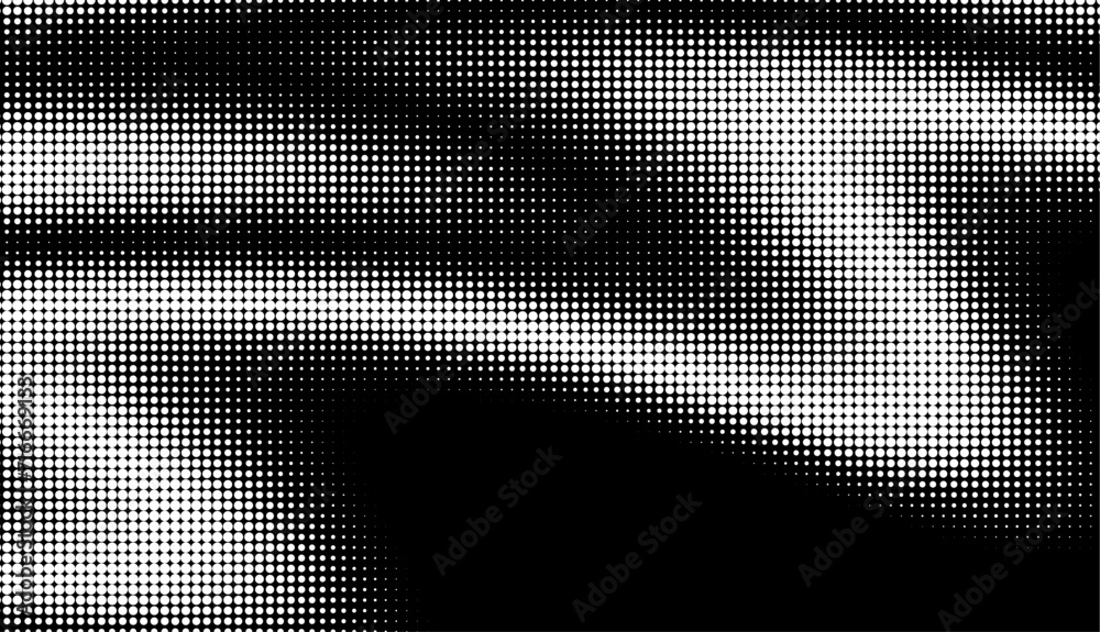 Aufkleber Monochrome gradient halftone dots background. Vector illustration. Abstract grunge dots on black background