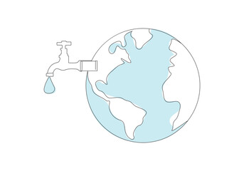 world water day single line art. Blue color drop line art. Vector card illustrations for environment poster
