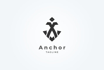 Initial X Anchor logo design. letter X with anchor combination. flat design logo template. vector illustration