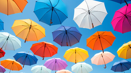 Fototapeta na wymiar Abstract summer background with colorful umbrellas