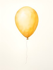 Light Yellow Balloon on a white Background. Watercolor Template for a Birthday or Greeting Card