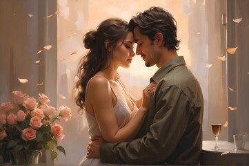 newly couple embracing each other